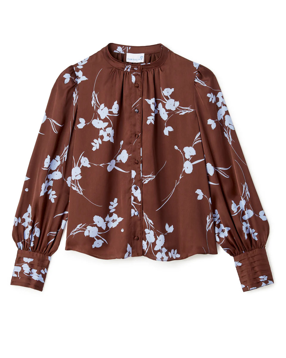 Victoria Long Sleeve Top-Upstate Floral Espresso | Cartolina