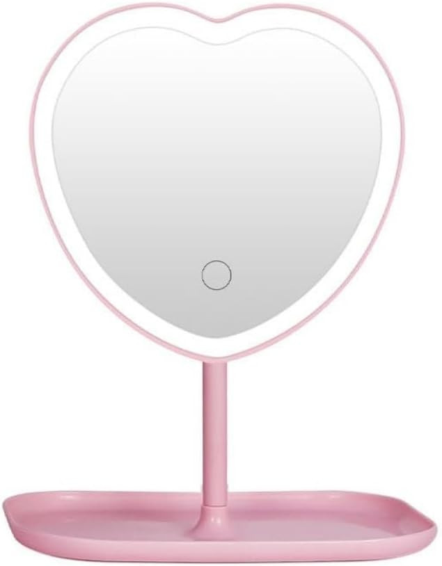 Vanity Mirror, Heart-Shaped Makeup Mirror with Three-Level Dimming and LED Lights for Girls and S... | Amazon (US)