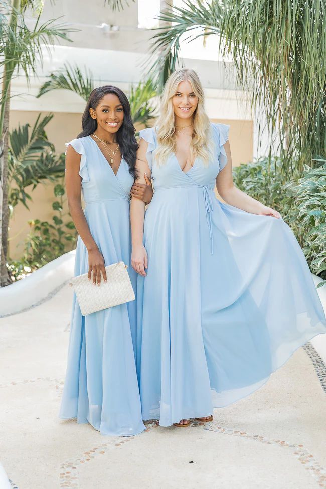 Sweet Magnolias Blue Wrap Maxi Dress | Pink Lily