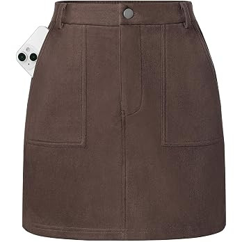 Kate Kasin Women Suede Mini Skirt, High Waisted Pencil Skirt with Pockets | Fall Winter Skirts fo... | Amazon (US)