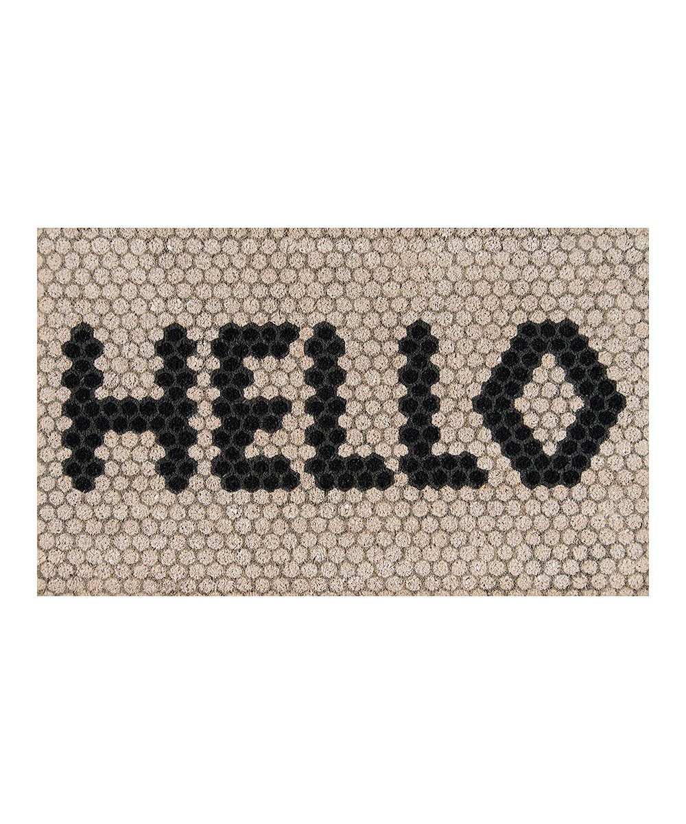 Ivory 'Hello' Hex Tile Coir Doormat | zulily