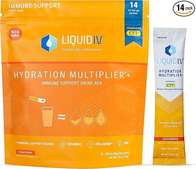 Liquid I.V. Hydration Multiplier + Immune Support, Easy Open Packets, Fresh Tangerine Flavor | 14... | Amazon (US)