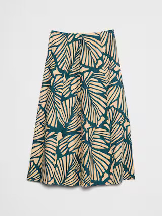 Linen-Blend Seamed Midi Skirt | Banana Republic Factory