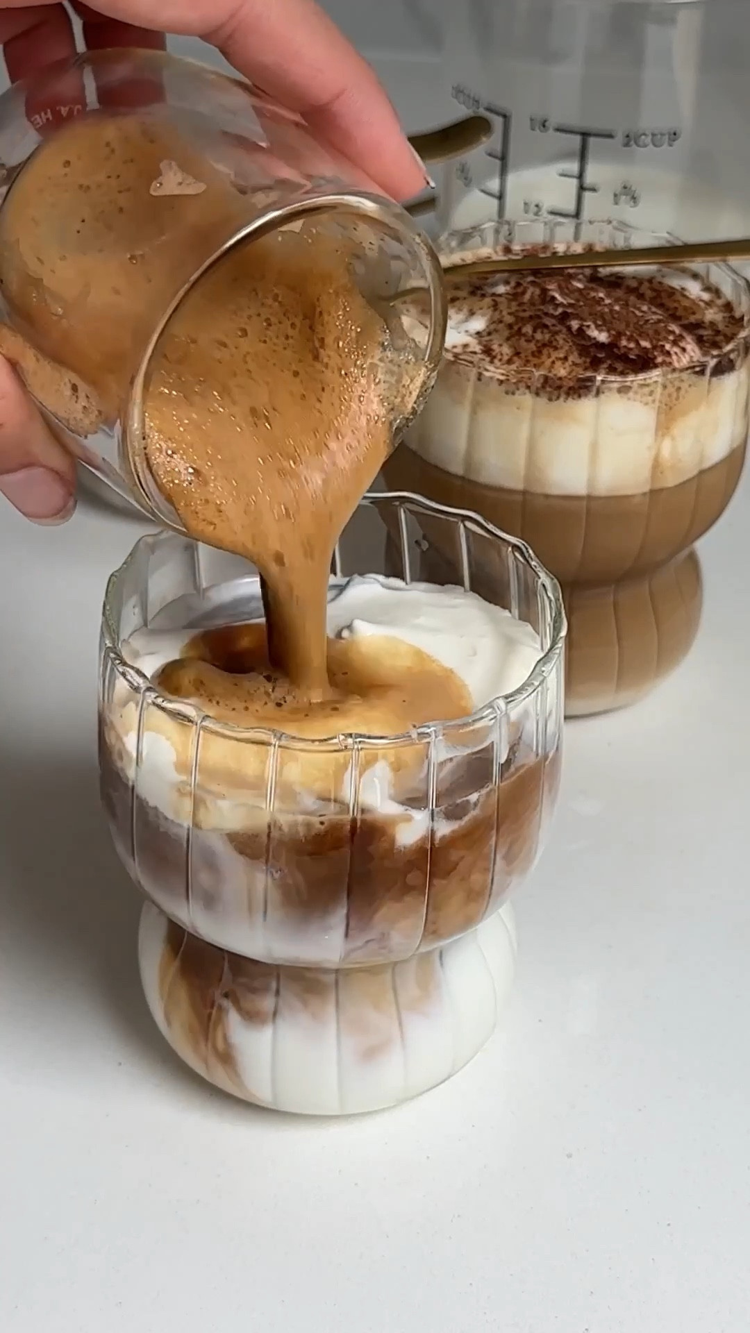 ☕️🤎 let’s make my latest coffee obsession! I first had this in LA about a year ago at a spot called Yeems Coffee and then again in NY at Ten Thousand coffee and I love it! Its not a super common drink to find here at coffee shops so I had to learn how to make it at home. 

#LTKhome #LTKFind #LTKSeasonal