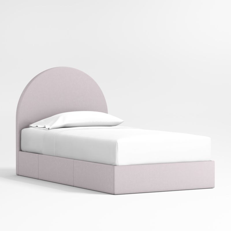 Emma Lilac Upholstered Arched Kids Twin Storage Bed | Crate & Kids | Crate & Barrel