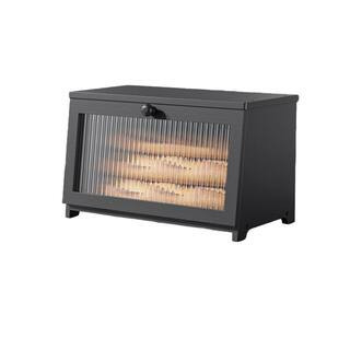 1 Piece Large Capacity Bread Box with Window Black Wooden Bread Box Set for Kitchen Countertop Pantry Cabinet | The Home Depot