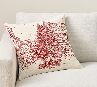 Snowy Village Embroidered Pillow Cover, 20" | Pottery Barn (US)