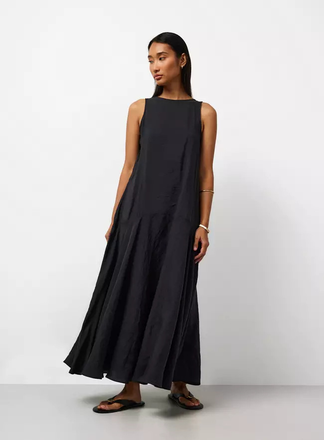 Buy Black Sandwash Sleeveless Midi Dress 20 | Midaxi | Tu | Tu Clothing