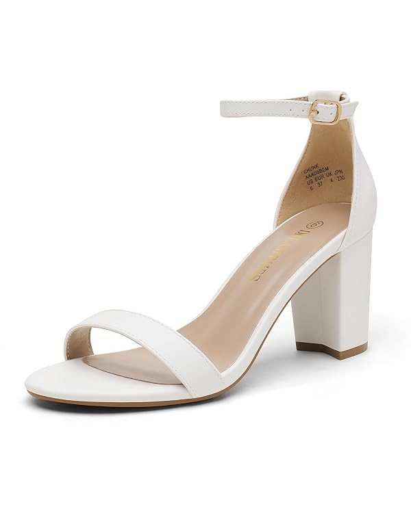 DREAM PAIRS Women's Chunk Low Heel Pump Sandals | Amazon (US)