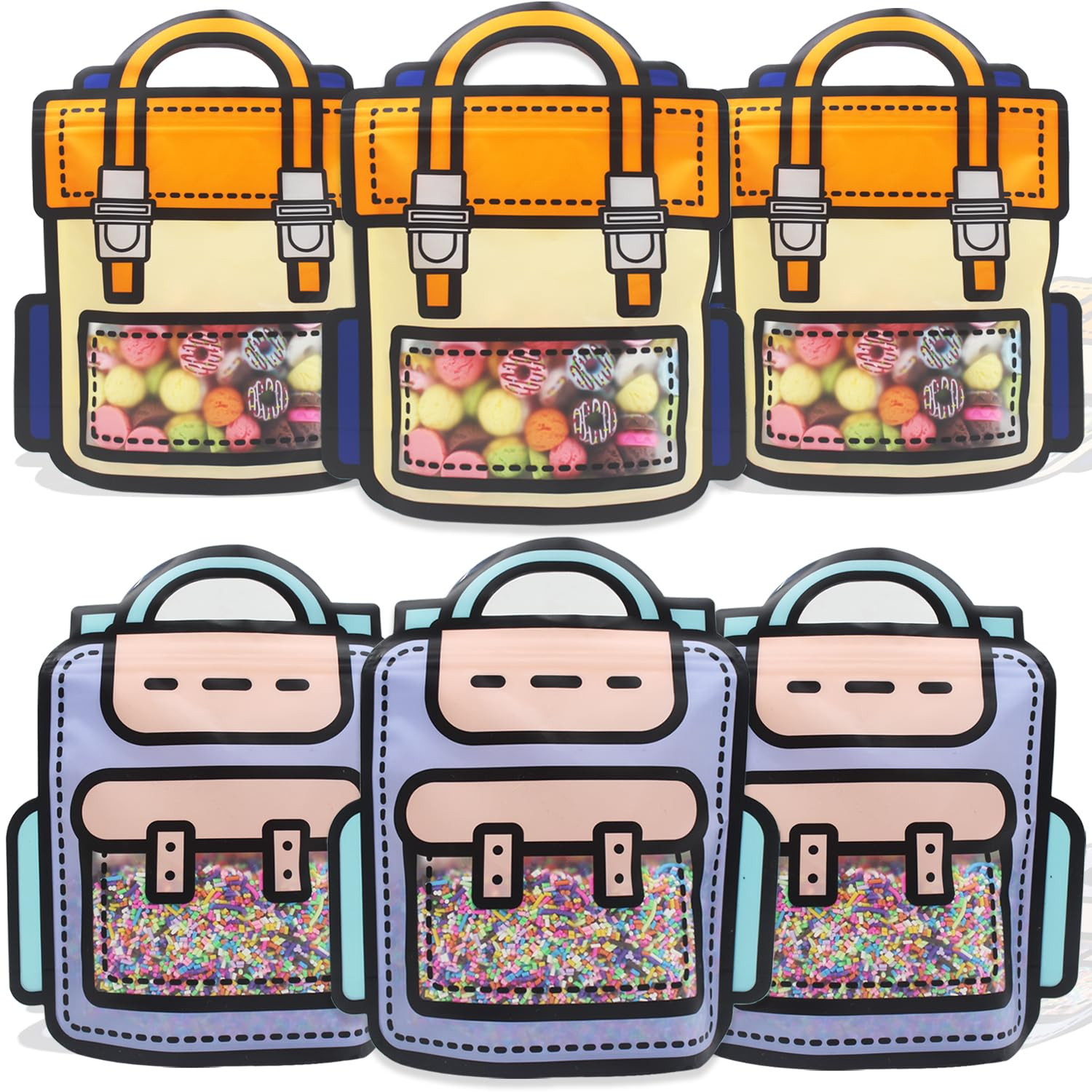 30 Pack Cartoon Backpack Goodie Bags Clear Gift Candy Bags with Handle Small Plastic Ziplock Seal... | Amazon (US)