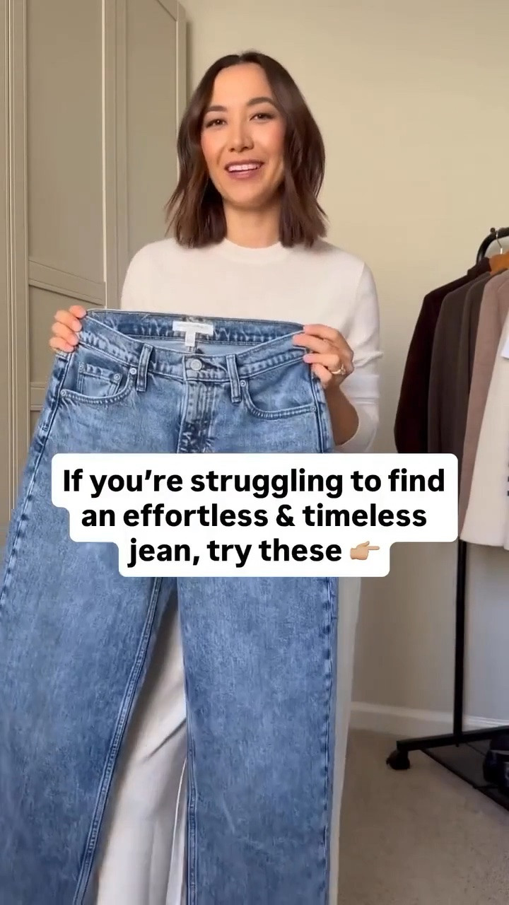 30% off your purchase at BR this weekend - sale ends 10/12 

When you find the perfect jean 👌🏼 if you have been struggling to find an effortless & timeless jean style - try these 90s relaxed/loose jeans! These are mid rise but I also linked a similar high rise pair from Abercrombie. These BR ones are like a hybrid between a wide leg/straight leg/barrel jean 

I sized down (they run big and loosen up as you wear them) and wearing the petite inseam for a crop. I am 5’4”