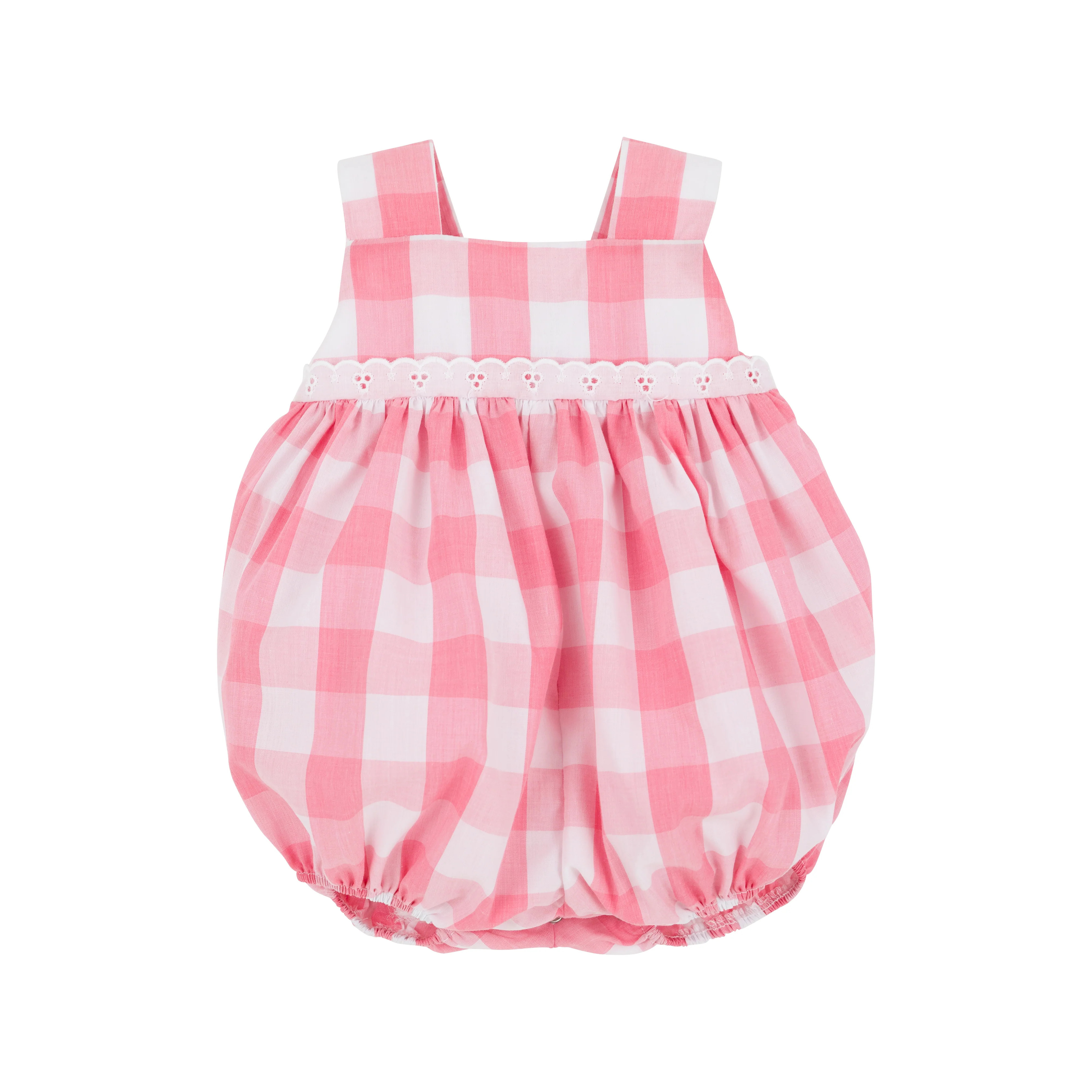 Babs Bubble - Hamptons Hot Pink Chattanooga Check with Worth Avenue White Eyelet | The Beaufort Bonnet Company