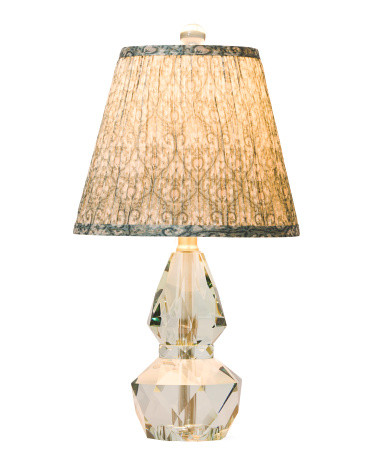 18in Faceted Crystal With Patterned Shade | TJ Maxx