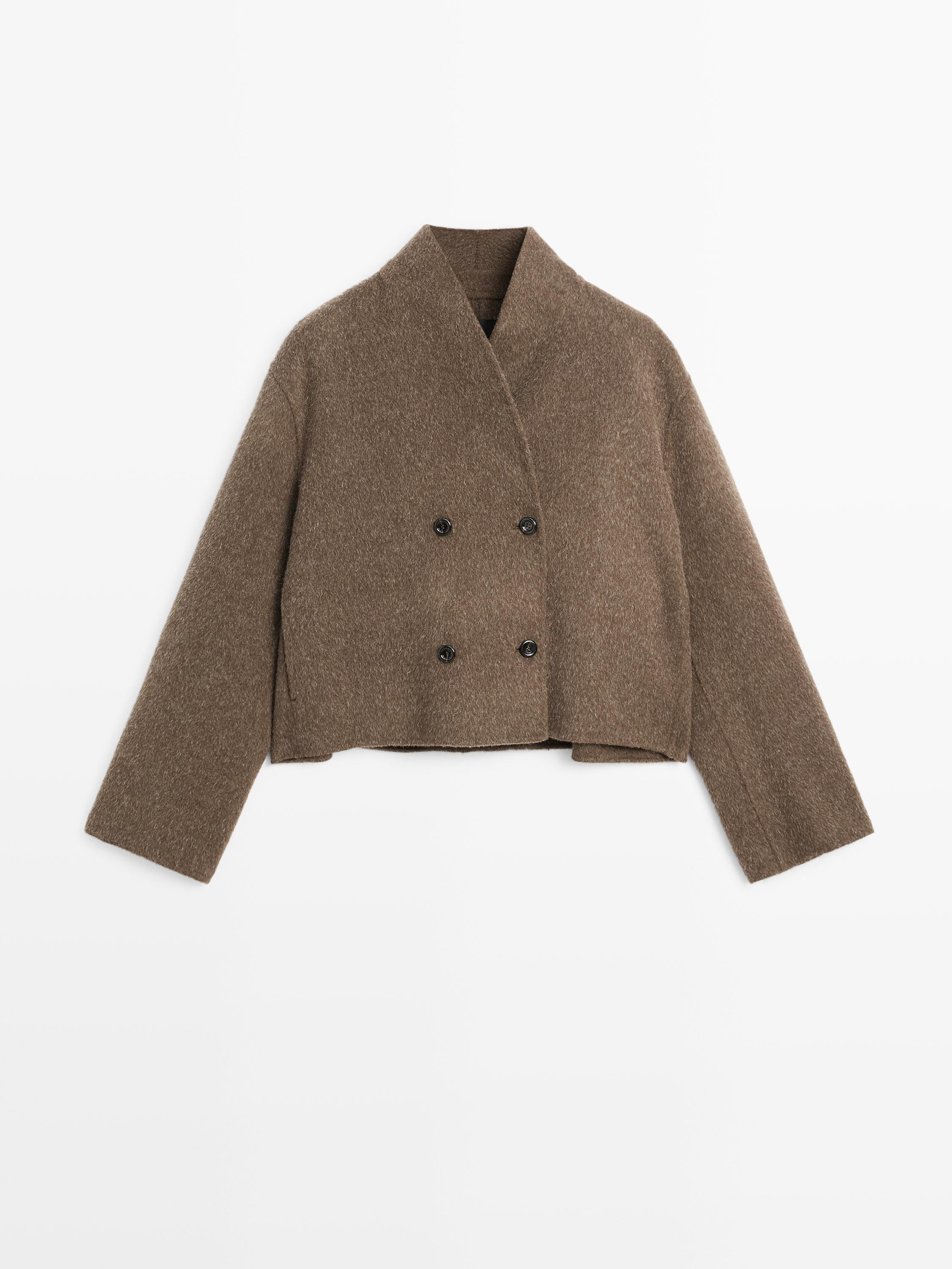 Short wool blend double-breasted jacket | Massimo Dutti UK