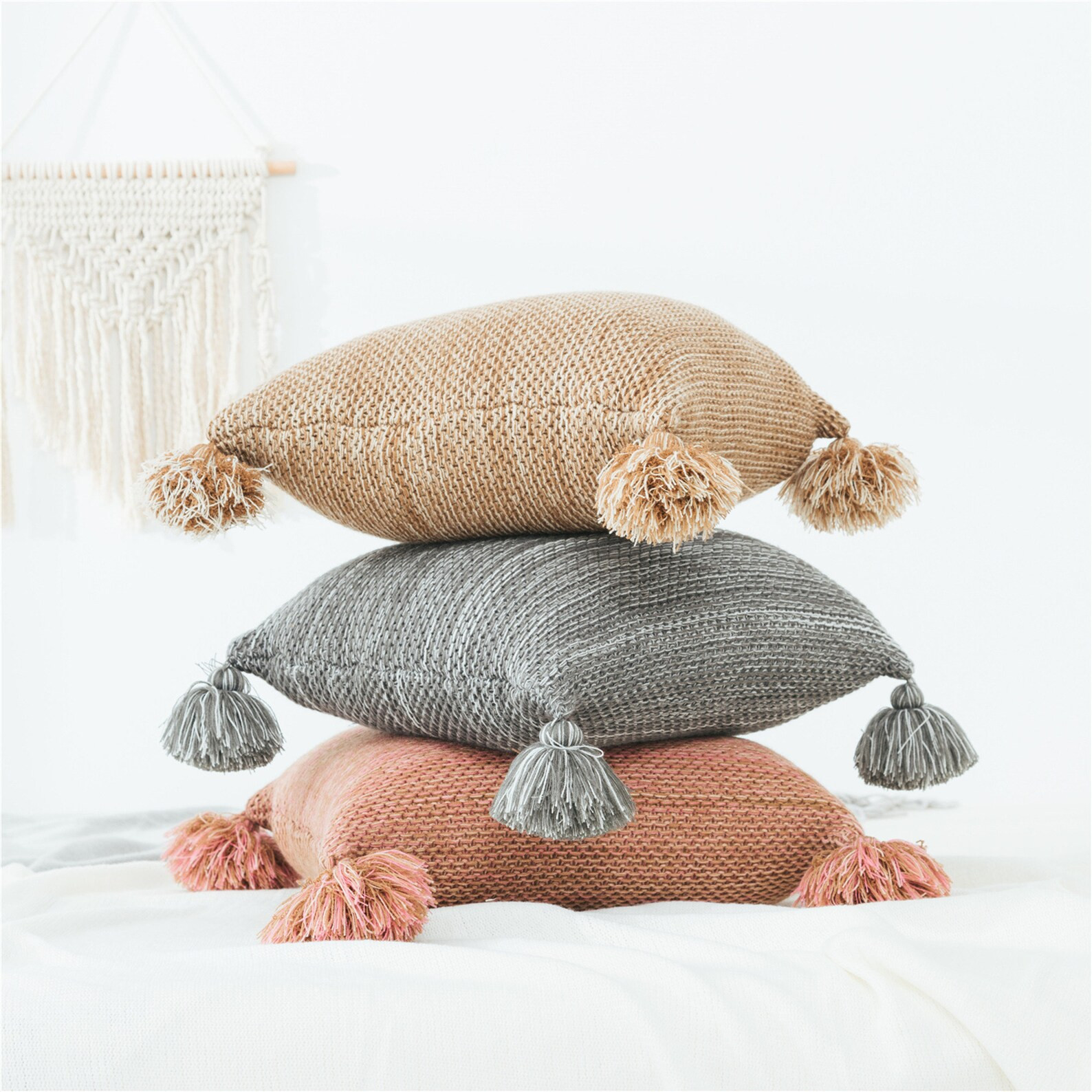 Nordic Knitted Fringed Sofa Pillow Case Without Core Photography Props Throw Pillow Covers 18x18 ... | Etsy (US)