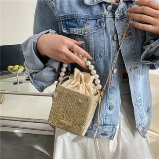 Faux Pearl Woven Bucket Bag | YesStyle Global