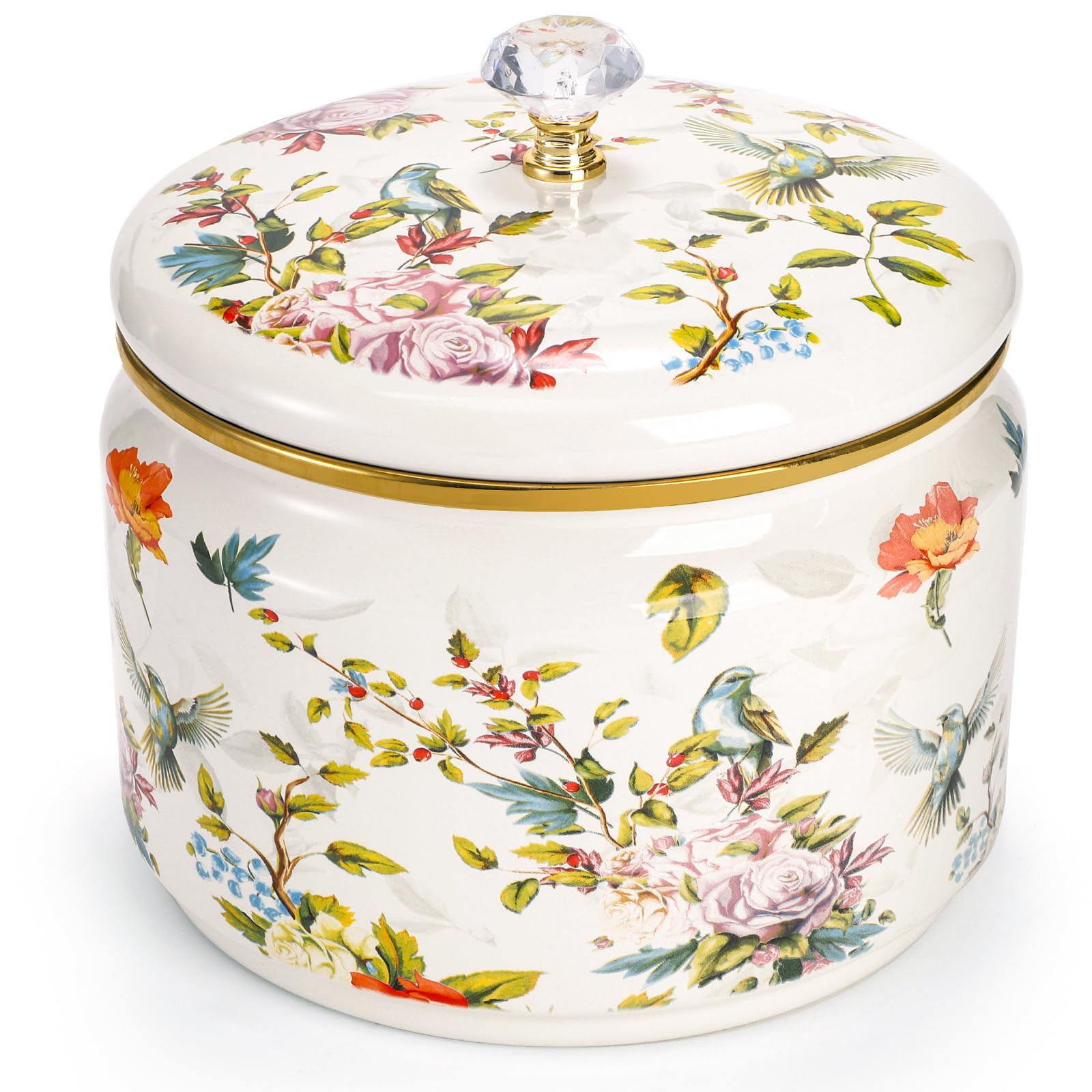 Elsjoy Vintage Enamel Canister with Lid, 81 oz Large Enamel Storage Container Floral Cookie Jar, ... | Amazon (US)
