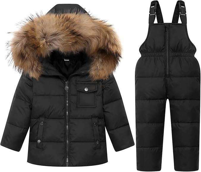 Kids Winter Puffer Jacket and Snow Pants 2-Piece Snowsuit Skisuit Set | Amazon (US)