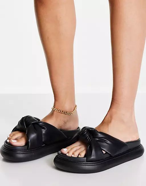 ASOS DESIGN Faster chunky knotted flat sandals in black | ASOS (Global)