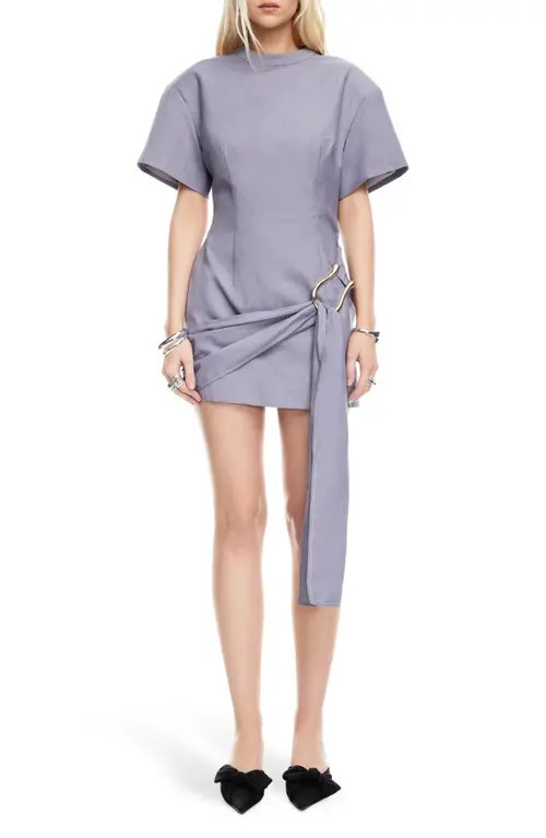 LIONESS Martini Draped Belt Minidress in Blue Granite at Nordstrom, Size X-Large | Nordstrom