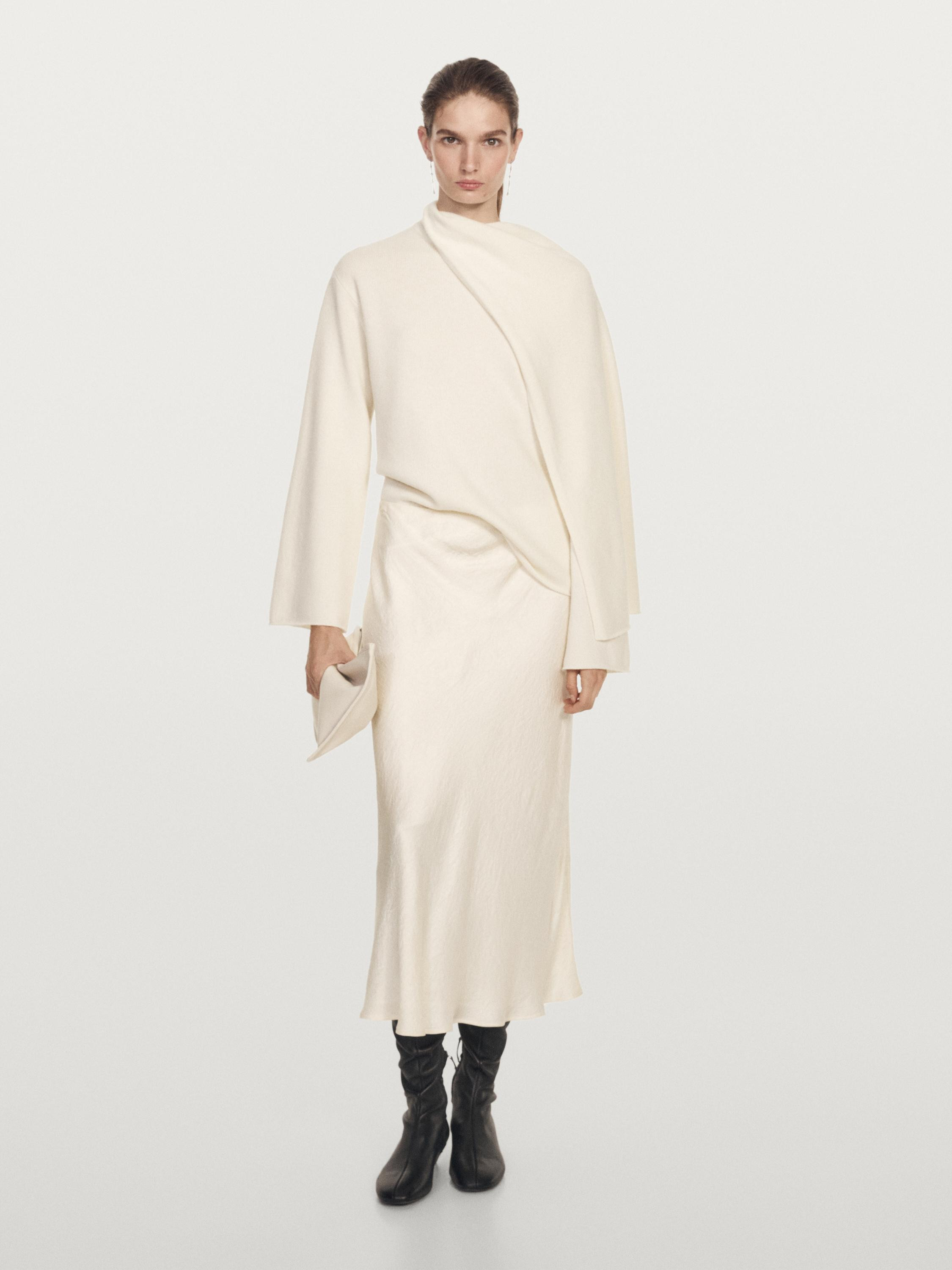 100% wool knit sweater with scarf | Massimo Dutti US