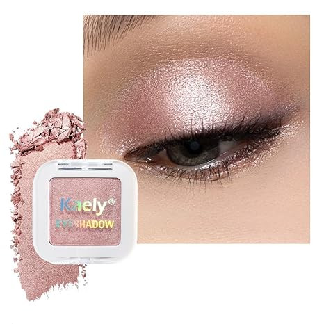 evpct Dusty Pink Champagne Single Eyeshadow Palette, Rose Gold Ice Pink Nude Glitter Cream Eye sh... | Amazon (US)