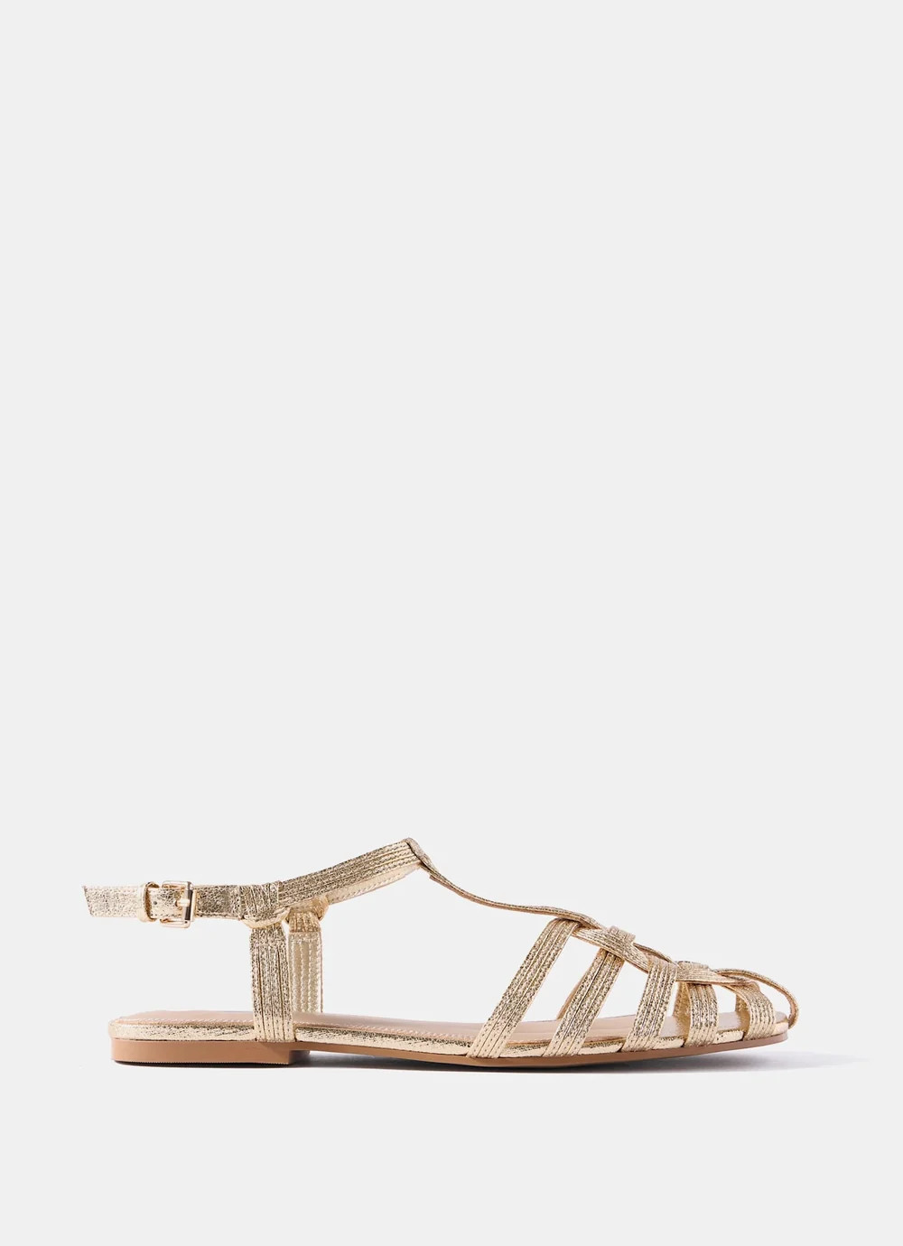 Hollie Gold Fisherman Flat Sandals | Mint Velvet