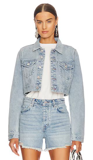 Evie Cropped Denim Jacket in Riviera | Revolve Clothing (Global)