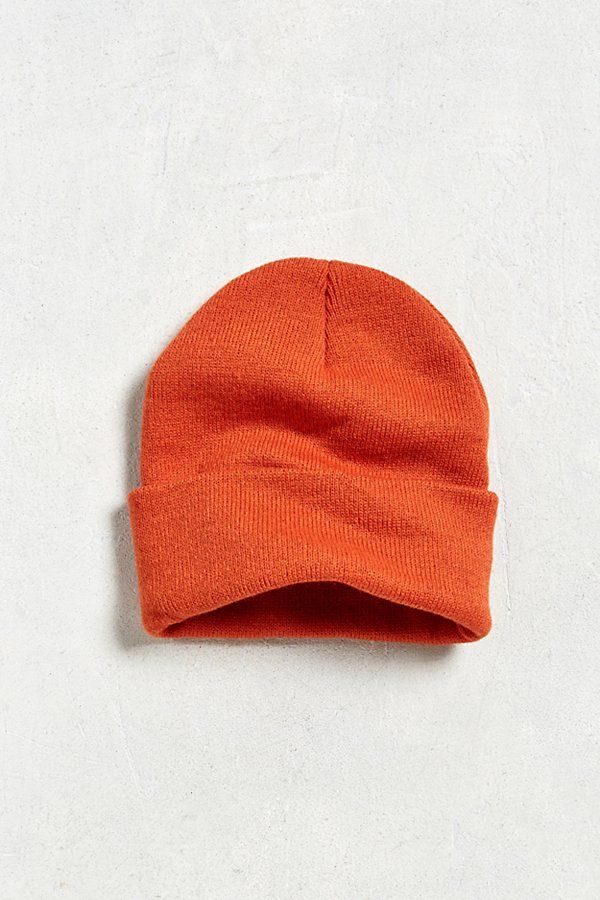 UO Knit Beanie - Dark Orange One Size at Urban Outfitters | Urban Outfitters US