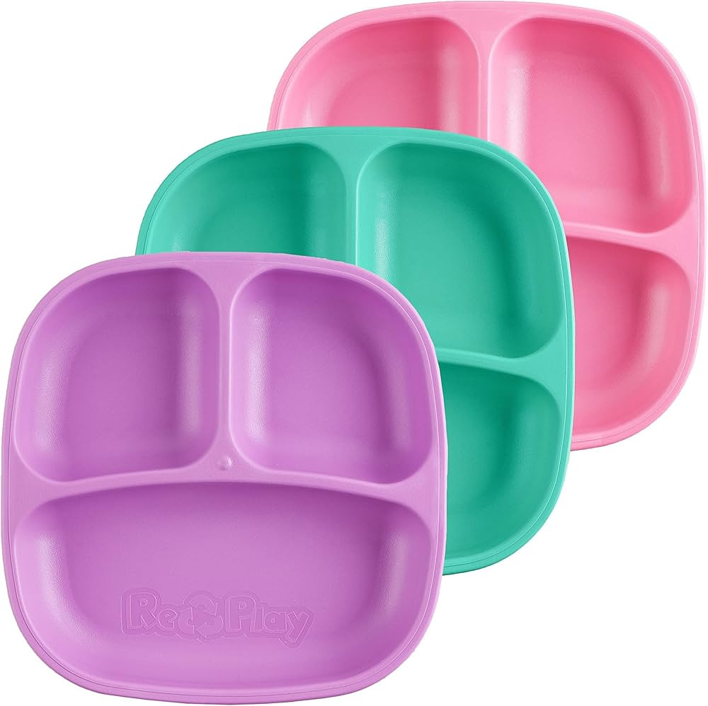 Re Play 7" Divided Toddler 3 Pack Plates with Deep Sides and Three Compartments for Easy Self Fee... | Amazon (US)