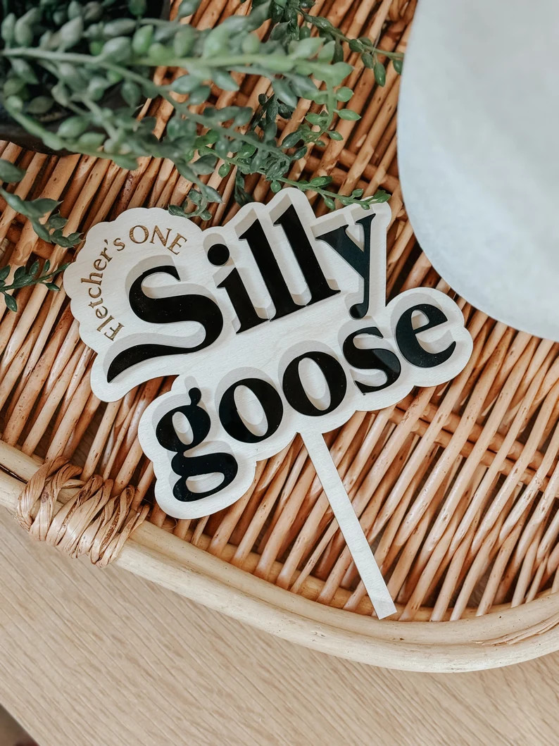 Silly Goose First Birthday Cake Topper One First Birthday Theme Cake Decor Party Baby Personalize... | Etsy (US)
