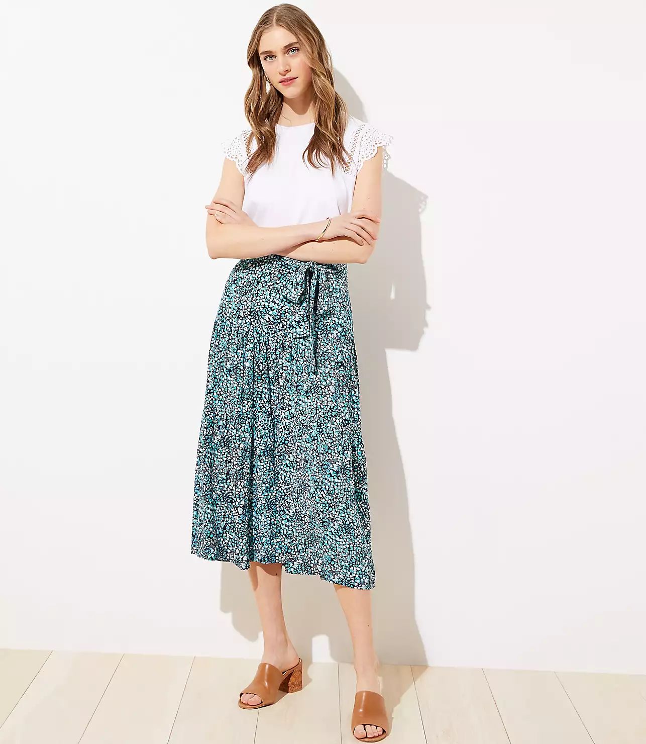 Wildflower Tie Waist Midi Skirt | LOFT