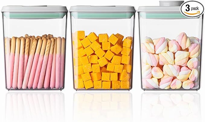 Ankou Pop Airtight Food Storage Containers with Lids- 3 Pcs Stackable One Button Opening Food Con... | Amazon (US)