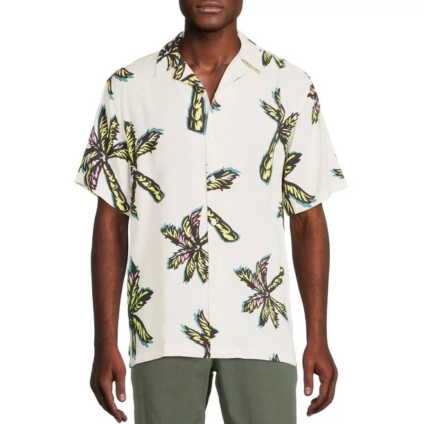 No Boundaries Men’s Rayon Resort Shirt - Walmart.com | Walmart (US)