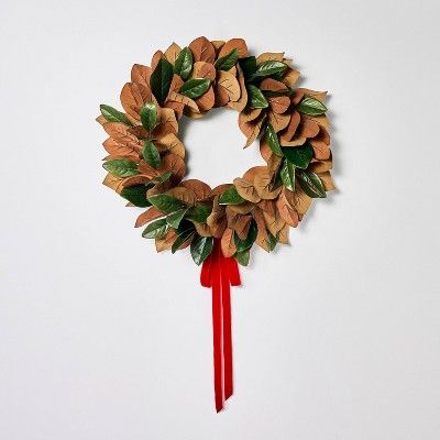 XL Magnolia Christmas Wreath with Ribbon - Threshold™ designed with Studio McGee | Target