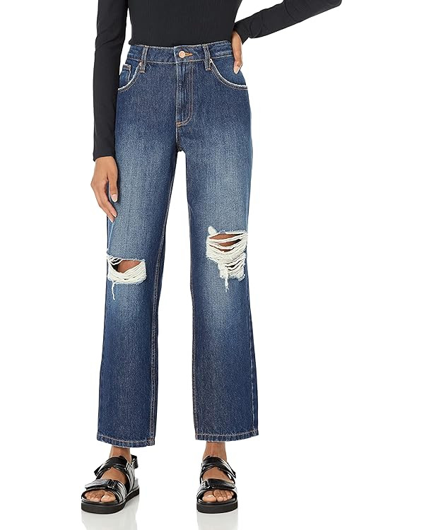 The Drop Women's Luca High-Rise Distressed Loose Straight-Fit | Amazon (US)