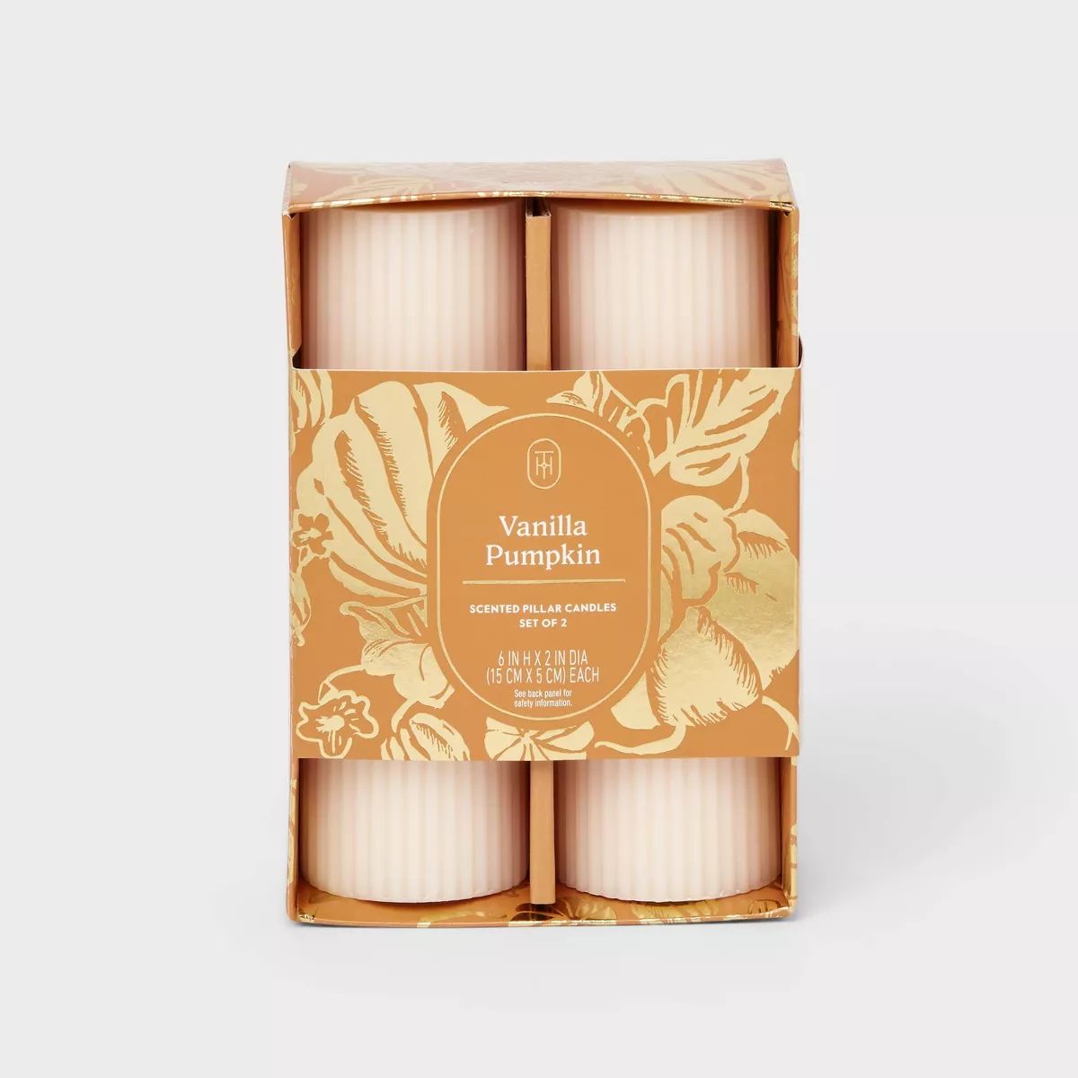 6"x2" 2pk Pillar Candle Set Vanilla Pumpkin - Threshold™ | Target