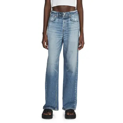 rag & bone Miramar Wide Leg Cotton Terry Sweatpant Jeans in Scarlet Light at Nordstrom, Size Small | Nordstrom
