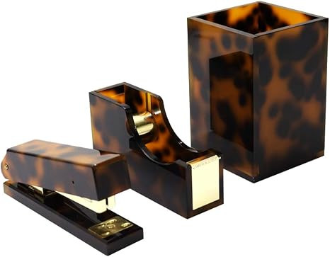 Tortoise Desk Office Supplies Set 3 Packs Desktop Organization Set with Pen Holder Tape Dispenser... | Amazon (US)
