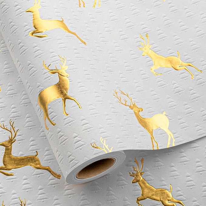 Garbendy Christmas Wrapping Paper Roll- 17 Inch X 32.8 Feet - Embossing 3D Christmas Trees Printe... | Amazon (US)