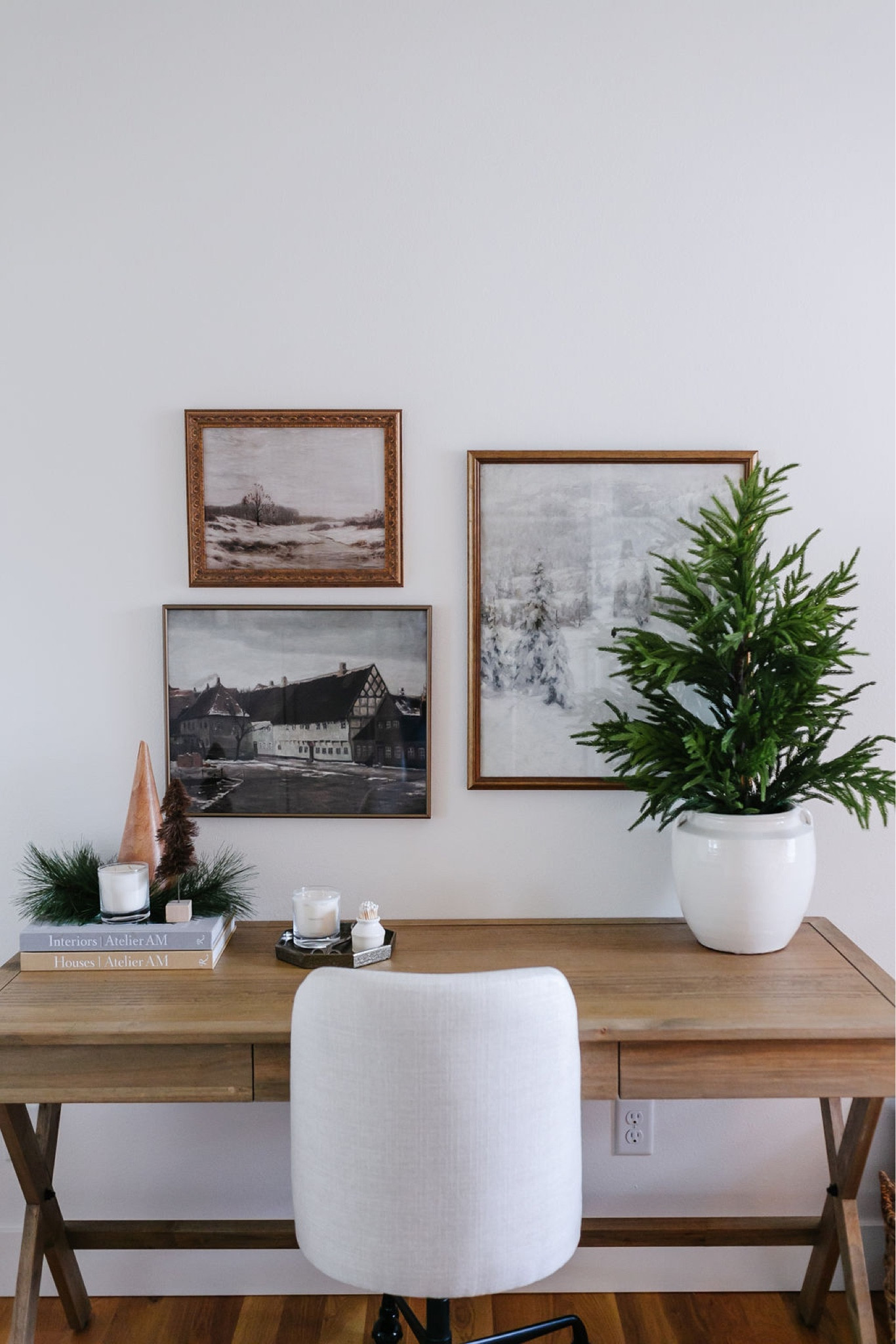 Christmas decor, holiday decor, home office, Campaign desk, upholstered desk chair, artwork, Loloi area rug, tabletop tree

#LTKSeasonal #LTKhome #LTKHoliday