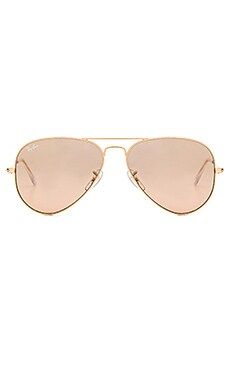 Ray-Ban Aviator Gradient in Gold & Crystal Brown Pink Silver Mirror from Revolve.com | Revolve Clothing (Global)