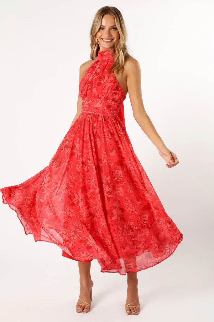 Primrose Halterneck Maxi Dress - Red Floral | Petal & Pup (US)