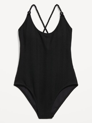 Ribbed Braided-Strap One-Piece Swimsuit | Old Navy (US)
