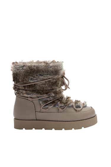 FLAT ANKLE BOOTS WITH FAUX FUR | PULL and BEAR UK