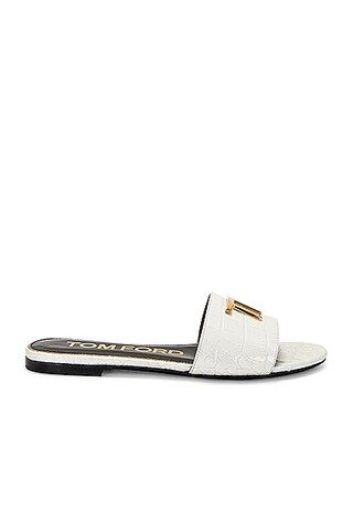 TOM FORD Stamped Croc TF Slide in White | FWRD | FWRD 