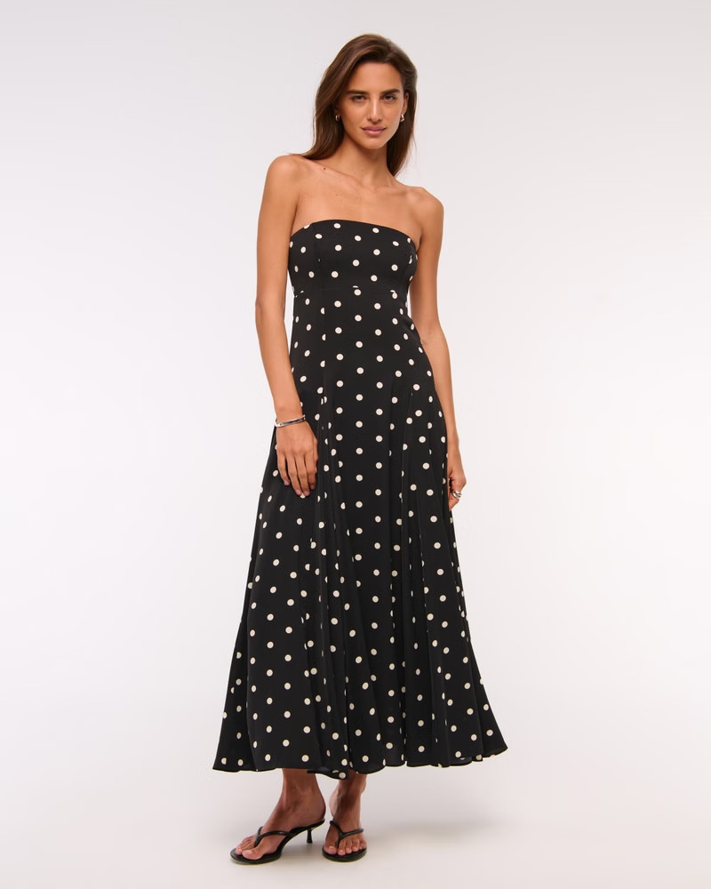 Women's Godet Clasp-Back Midi Dress | Women's The A&F Wedding Shop | Abercrombie.com | Abercrombie & Fitch (US)
