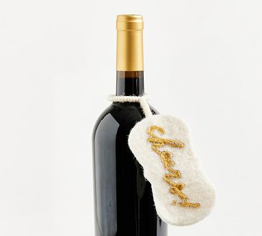 Cheers! Wool Gold Wine Tag | Pottery Barn (US)