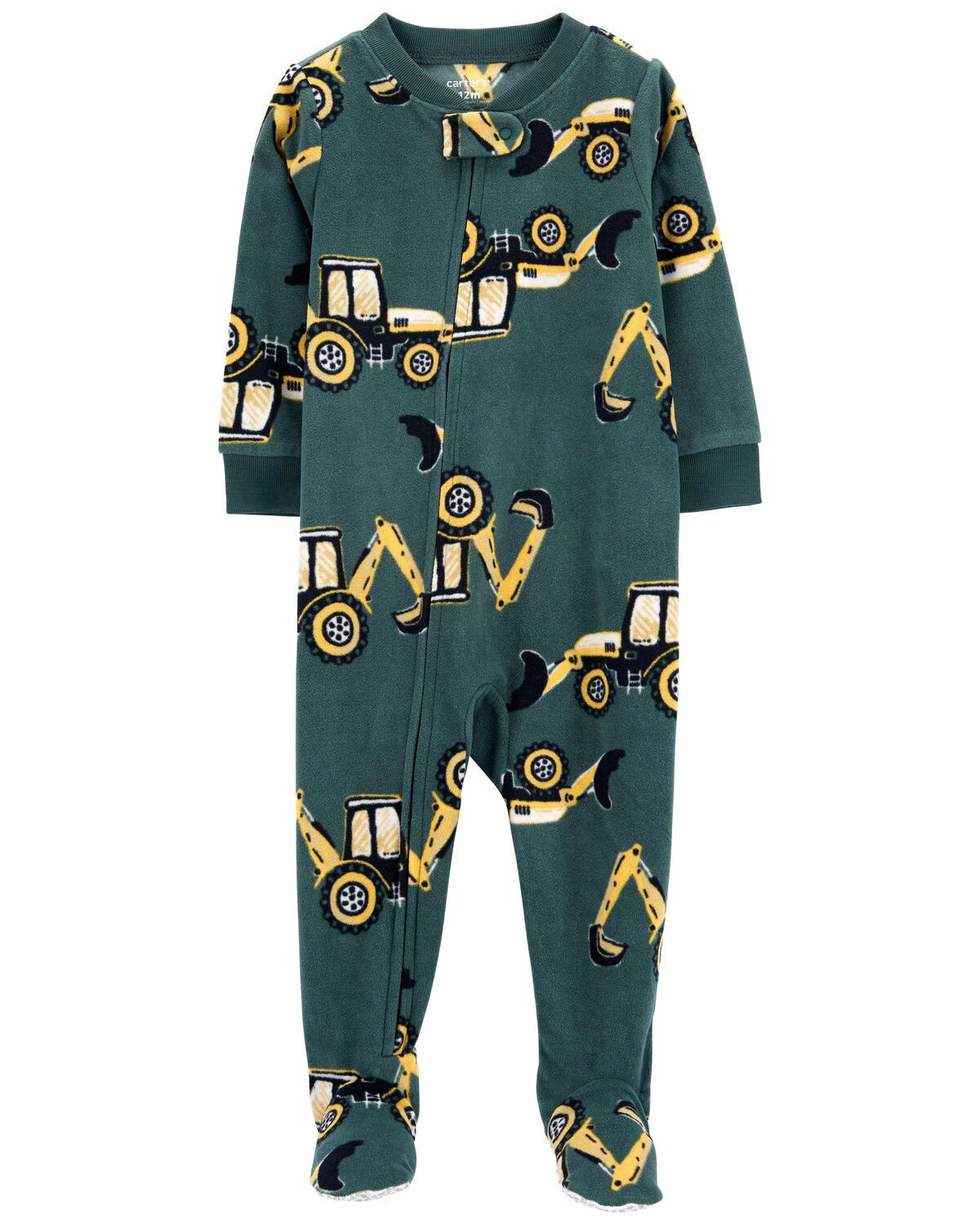 Green Toddler 1-Piece Construction Fleece Footie Pajamas | carters.com | Carter's