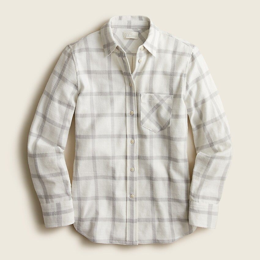J.Crew: Classic-fit Shirt In Windowpane Plaid Flannel For Women | J.Crew US